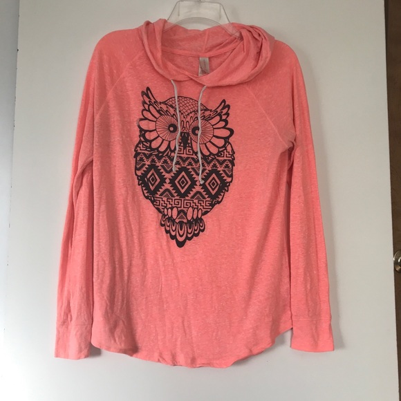 NO BOUNDARIES PEACH OWL PULLOVER HOODIE - Picture 1 of 8